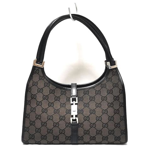 gucci jackie black leather|Gucci black leather tote bag.